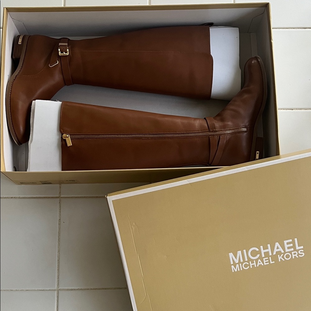 Michael Kors Arley Riding Boots in Luggage